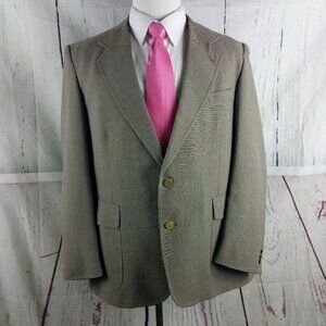 Vtg Barry Manufacturing 44R 2 Gold Btn Light Brown Birdseye Blazer Sport…